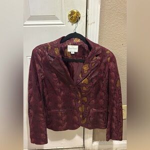 Erin London Maroon Snake Print Blazer